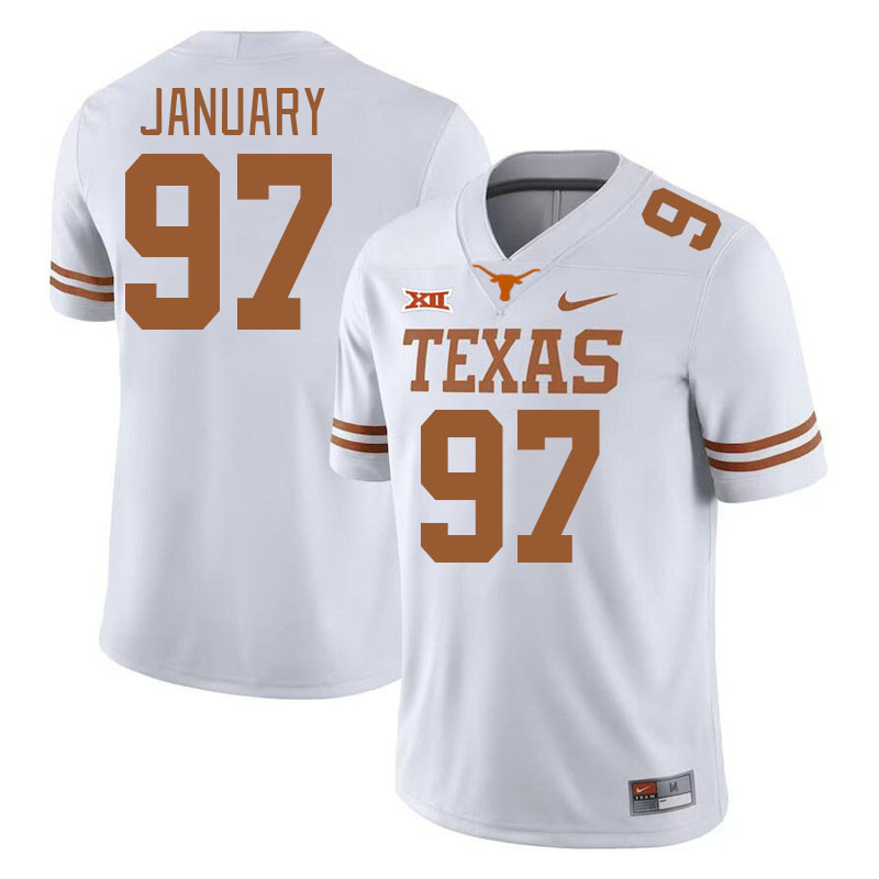 Men #97 Alex January Texas Longhorns College Football Jerseys Stitched-White